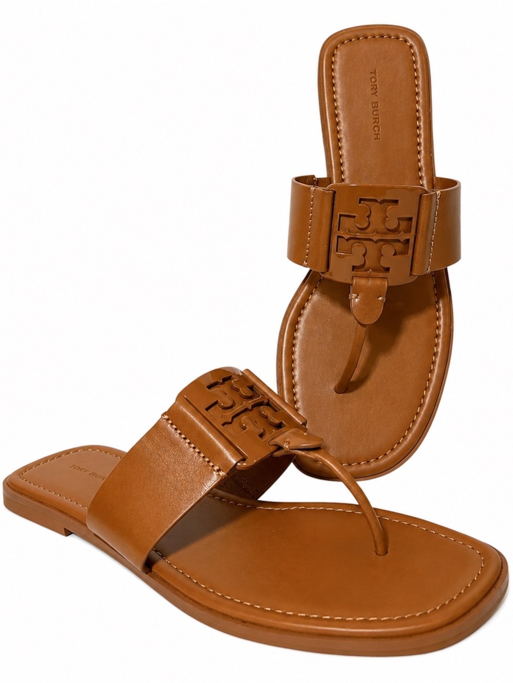 NEW Tory Burch Georgia Sandals Bourbon Calf Leather 157449 Size 8 - Picture 3 of 8